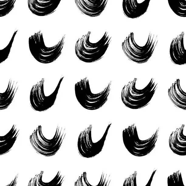 Vector illustration of Seamless pattern with black wavy grunge brush strokes