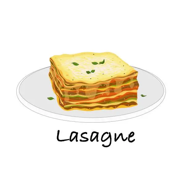 Vector illustration of Lasagne Italian traditional meal lunch food vector illustration