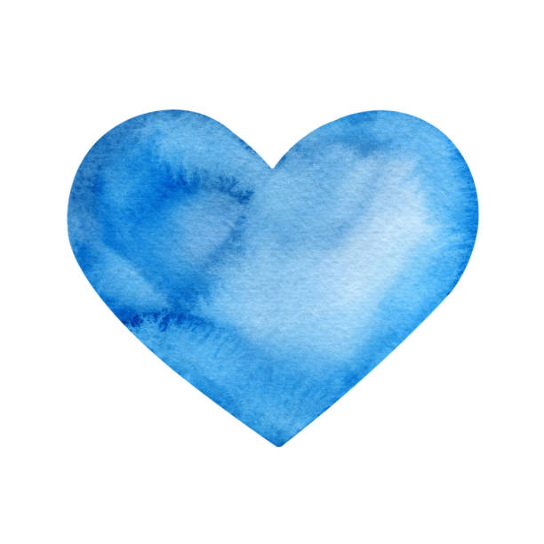 istock Hand drawn watercolor illustration of blue heart isolated on a white background. 1954517547