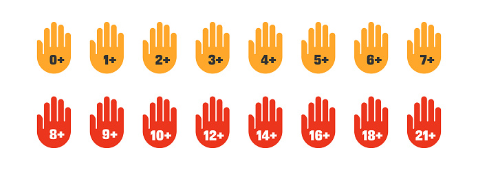 Age restriction hand icon set. Age limit, high quality vector illustration.