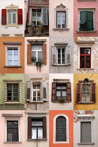 Italian windows collage: city of Rovereto