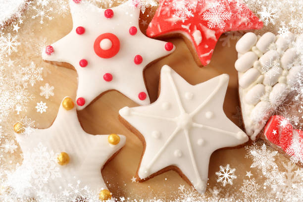 istock Christmas gingerbreads cookies on wooden table and empty space for text 1954523537