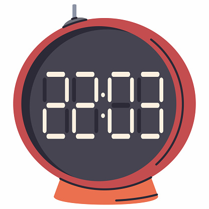 Beeping alarm clock vector cartoon illustration.