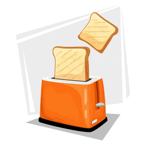 Vector illustration of Vector illustration of a toaster with toasted slices of bread.