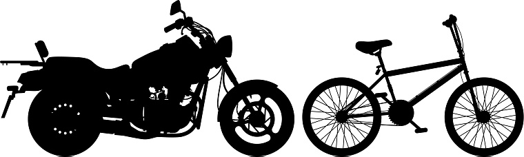 Motorbike and bicycle silhouettes.