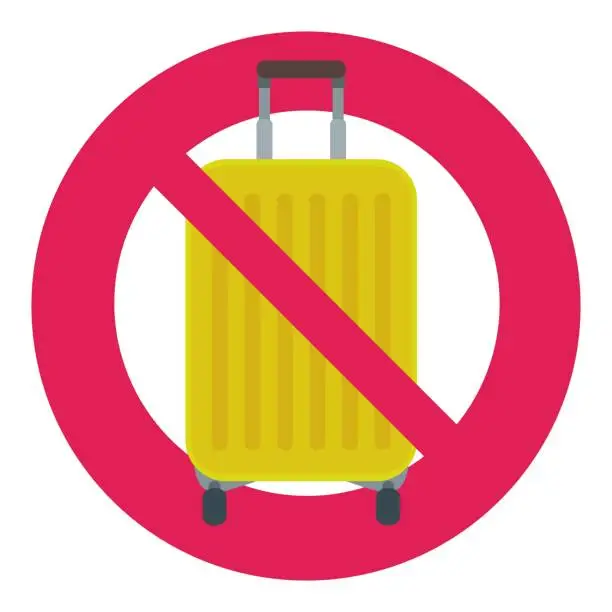 Vector illustration of Ban on wheeled suitcases (flat design,cut out)