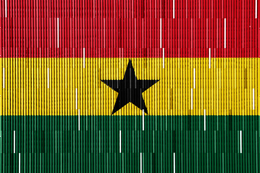 Flag of Republic of Ghana on a textured background. Concept collage.