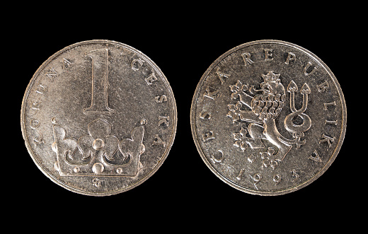 Two Cois: One koruna coin, Czech republic