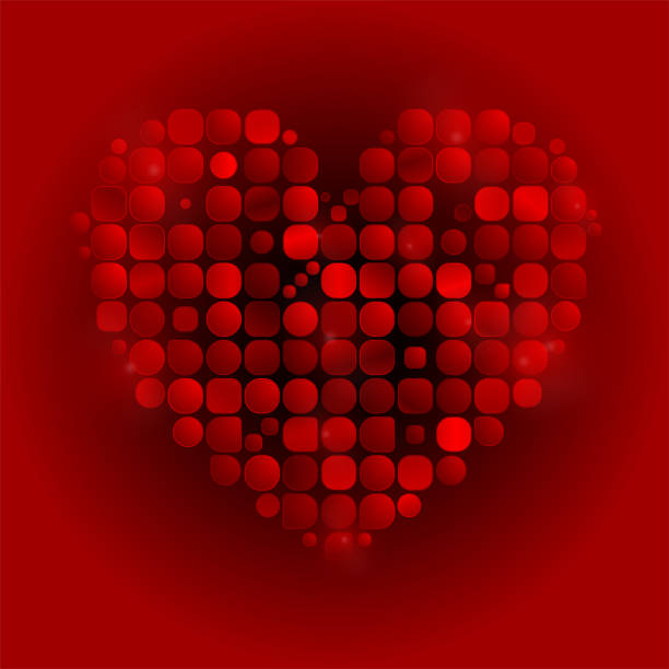 istock Bright red heart made of geometric elements. Valentines Day abstract background 1954602532