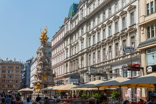 The Plague Column monument or trinity column in Vienna, Austria