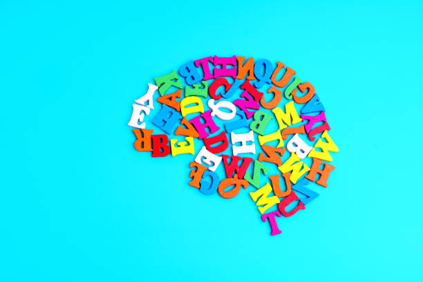 istock English Alphabet Letters Arranged into a Human Brain Shape on Blue 1954614144