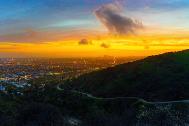 istock Golden Hour Hike: Sunset Palette over Los Angeles Hillside Trail 1954615226