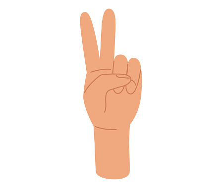 Peace sign human hand. V victory arm gesture. Vector illustration