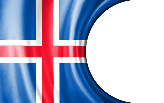 Abstract illustration, Iceland flag with a semi-circular area White background for text or images.