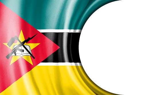 Abstract illustration, Mozambique flag with a semi-circular area White background for text or images.