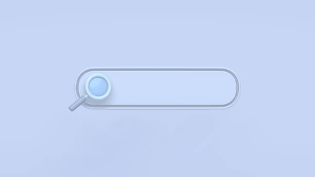 istock Concept search menu. Minimal blank search bar on pastel blue purple background. web search concept. 1954636315