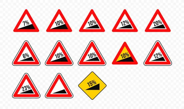 Vector illustration of Steep ascent road sign vector design