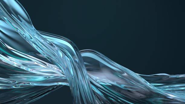 istock Blue Rippling Crystal Plate and Reflection Lush Cool Elegant Modern 3D Rendering Abstract Background 1954680504