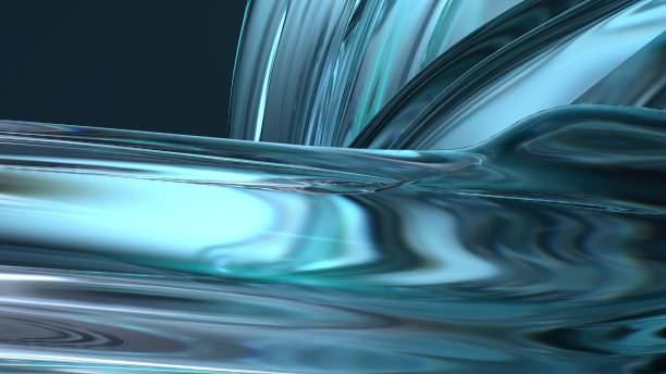 istock Reflective Clear Transparent Elegant Modern 3D Rendering Abstract Background with Blue Rippling Crystal Plate 1954683204