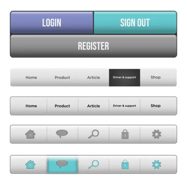 Mye Button Free psd web navigation html and css menus set Vector Images & Graphics ...