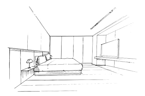 Drawing Exterior And Interior Architectural Lines Graphic Assembly In ...