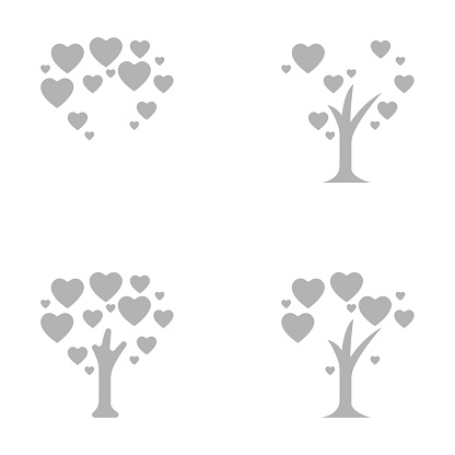 tree, heart, love icon on a white background, vector illustration