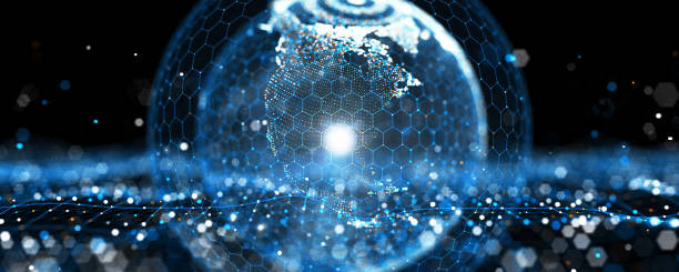 Big Data Global Concept Big data concept. 3D render Hexagon stock pictures, royalty-free photos & images