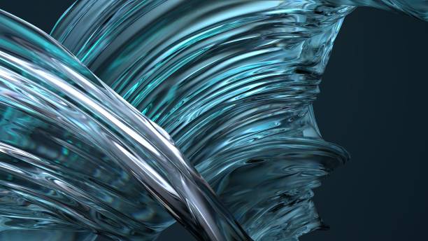 istock Reflective Organic Fresh Elegant Modern 3D Rendering Abstract Background with Blue Rippling Crystal Plate 1954725587
