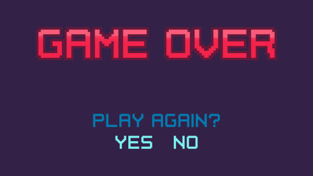 istock Pixel art Game Over inscription. Message on the video game screen. Vector illustration. 1954744646