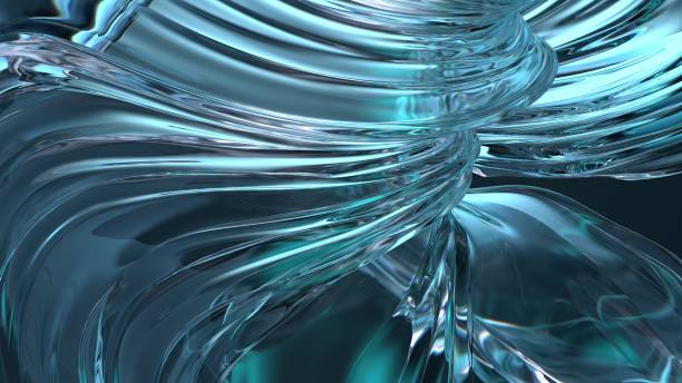 istock Blue Wavy Crystal Plate and Reflective Transparent Refreshing Elegant and Modern 3D Rendering Abstract Background 1954750061