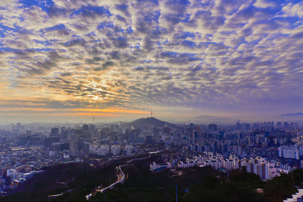 Morning sunrise, Thornshan Tower, tourist attraction, South Korea