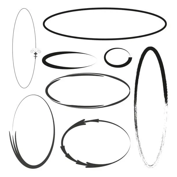 Vector illustration of Set of grunge oval frames. Vector illustration. EPS 10.