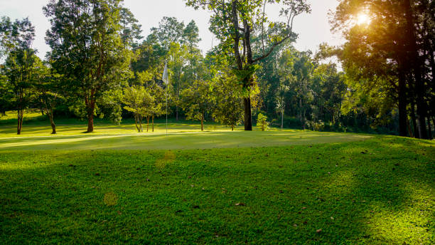 istock View of golf course with beautiful putting green. 1954775151