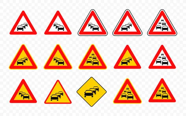 Vector illustration of Traffic queues road sign vector design