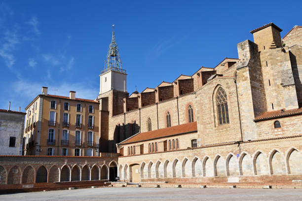 istock Campo Santo Cemetery and Perpignan Cathedral 1954776737