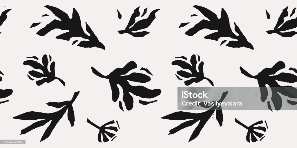 Cutout Pattern Line Work Hand Drawn Minimal Abstract Line Organic Shapes Seamless Pattern Cutout ...