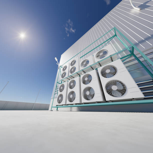 istock 3d rendering of condenser unit for hvac system. 1954777016