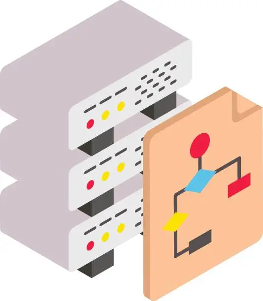 Vector illustration of entity relationship model isometric Concept, rdbms Vector Icon Design, Big data Symbol, Business intelligence Sign,Web hosting and Data Center Stock Illustration