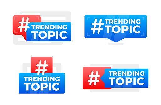 Trending Topic Hashtag Speech Bubble Collection - Colorful and eye-catching vector speech bubbles with the hashtag Trending Topic for digital and social media graphics.