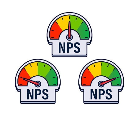 Net Promoter Score NPS Feedback Gauges Vector Illustration with Customer Loyalty Indicators.