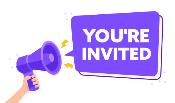istock Friendly Invitation Announcement with Hand Holding Megaphone and You re Invited Message 1954808130
