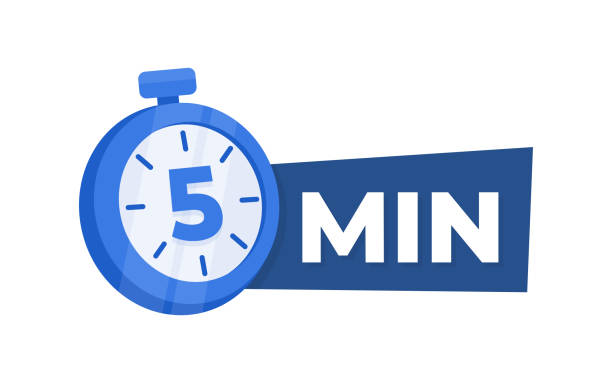 ilustraciones, imágenes clip art, dibujos animados e iconos de stock de cronómetro azul con icono de temporizador de cuenta regresiva de 5 minutos para concepto de gestión del tiempo y productividad - number 5 accuracy time blue