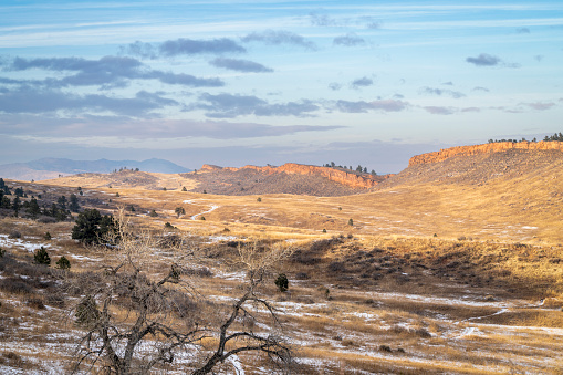 winter landscape of Colorado foothills - Horsetooth Mountain Open Space and Lory State Park