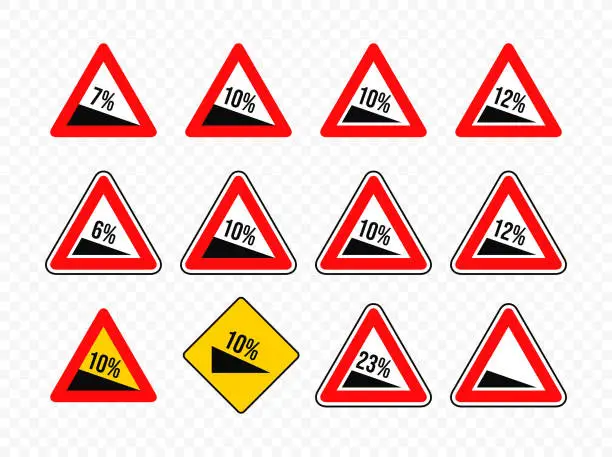 Vector illustration of Steep descent road sign vector design