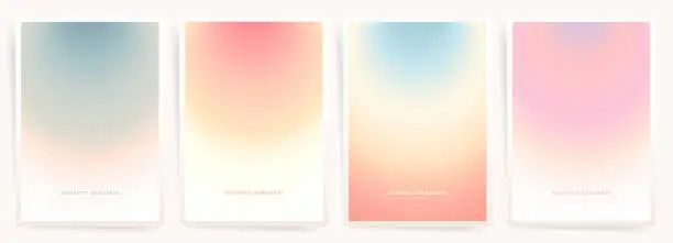 Vector illustration of Spring and Summer Pastel Circular Gradient Templates. Soft Aesthetic for Modern Cards, Posters, and Flyers - Blank Y2K Trend Designs for Notebooks, Birthdays, and Holidays