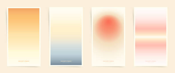 sada bannerů s estetickým přechodem - dvoutónové barevné návrhy pro příspěvky na sociálních sítích, plakáty a minimalistické domácí dekorace. - podlaží architektonický prvek stock ilustrace