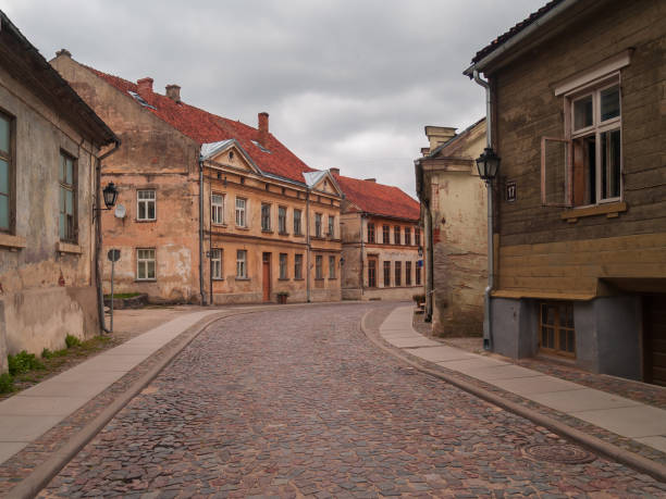 Kuldiga town street. stock photo