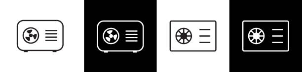 heat pump icon or air conditioner vector symbol - wärmepumpe stock-grafiken, -clipart, -cartoons und -symbole