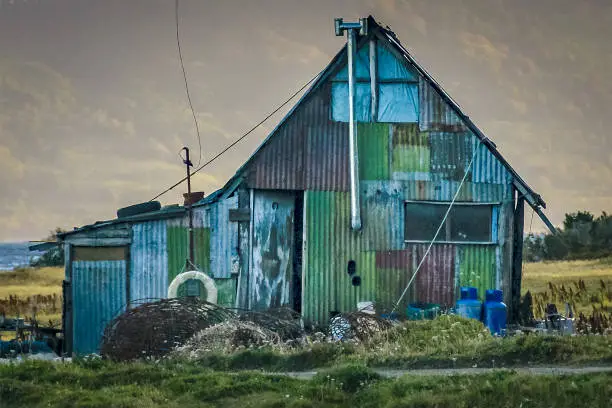 Rustic steel metal house, tierra del fuego province, argentina