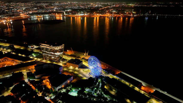 night scape of downtown district of rio de janeiro brazil. - rio de janeiro night sugarloaf mountain corcovado - fotografias e filmes do acervo